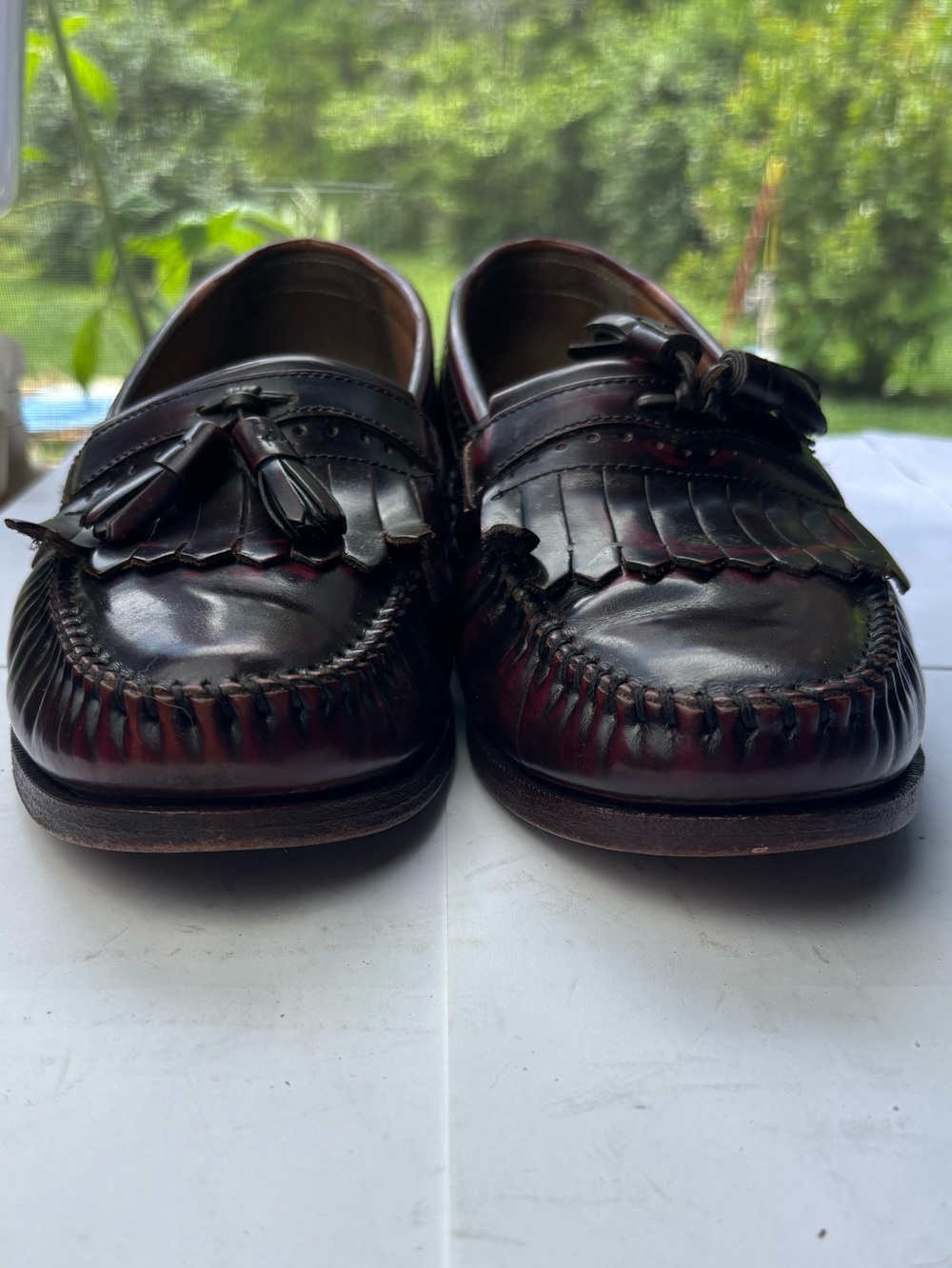 VTG G.H. Bass Weejuns Tassel Kiltie Loafers Burgundy Oxblood Leather Mens 9.5 - Picture 2 of 12